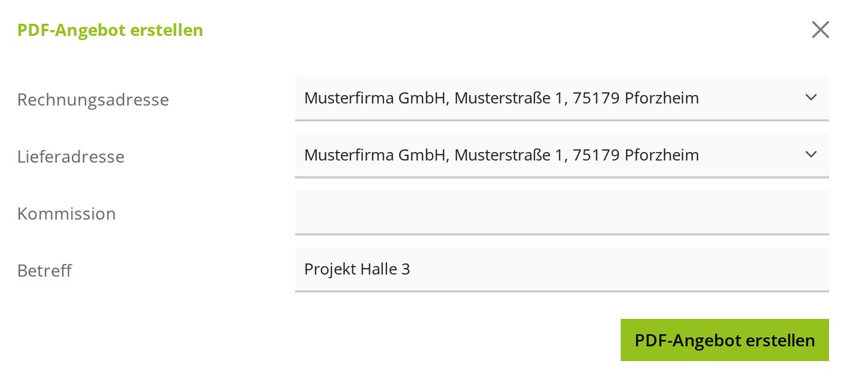 Adressen prüfen, Betreff eintragen, PDF erzeugen.